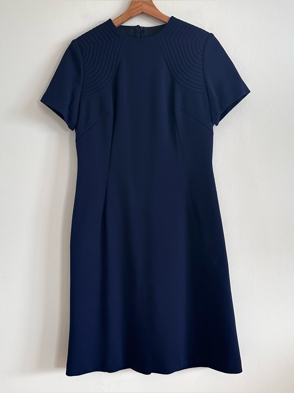 DEAD STOCK NWT Vintage 60s Lapidus of Sweden Navy Dress Sculptural Shoulder US16